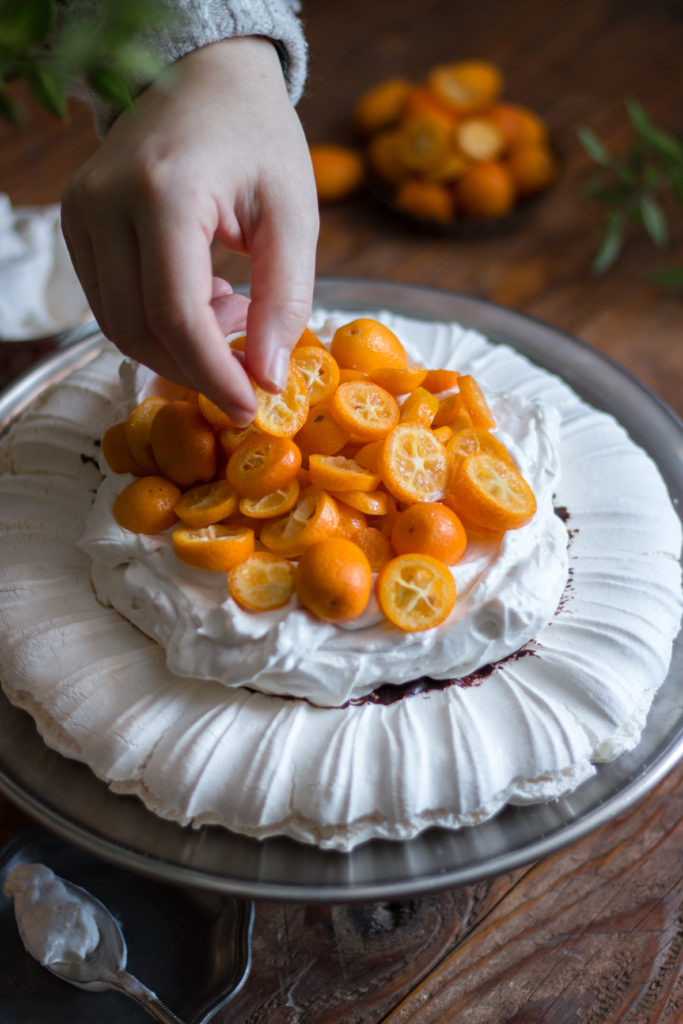 Pavlova aux kumquats vegan