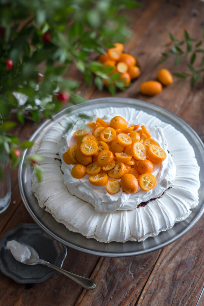 Pavlova aux kumquats vegan