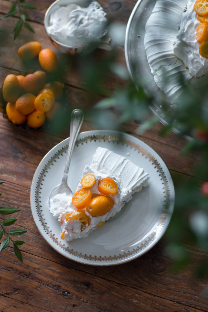 Pavlova aux kumquats vegan