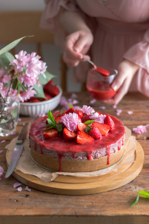 Cheesecake fraises vegan