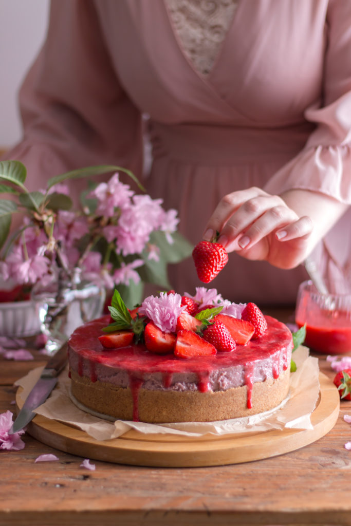 Cheesecake fraises vegan