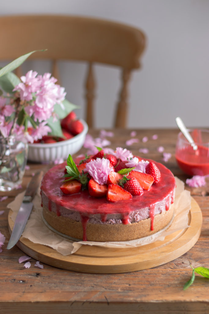 Cheesecake fraises vegan
