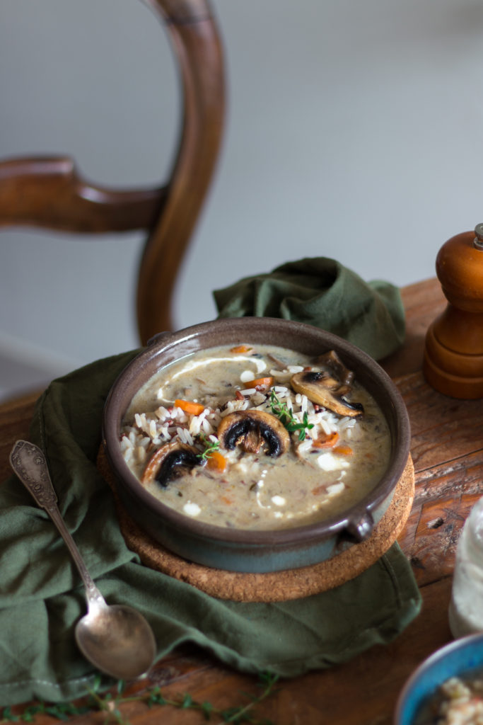 Soupe champignon riz sauvage