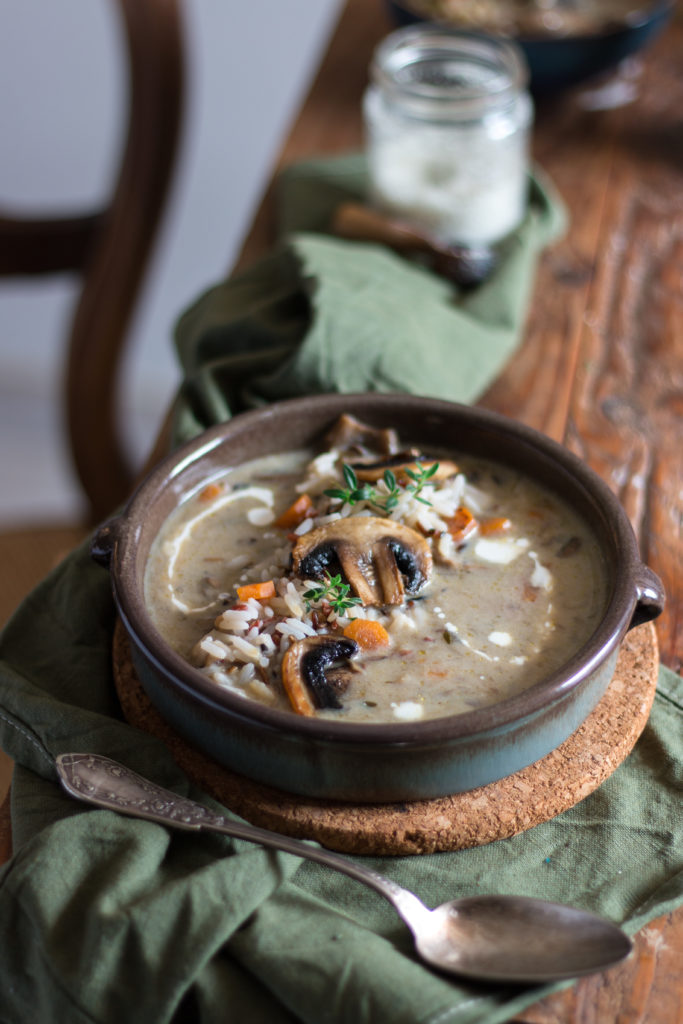 Soupe champignon riz sauvage