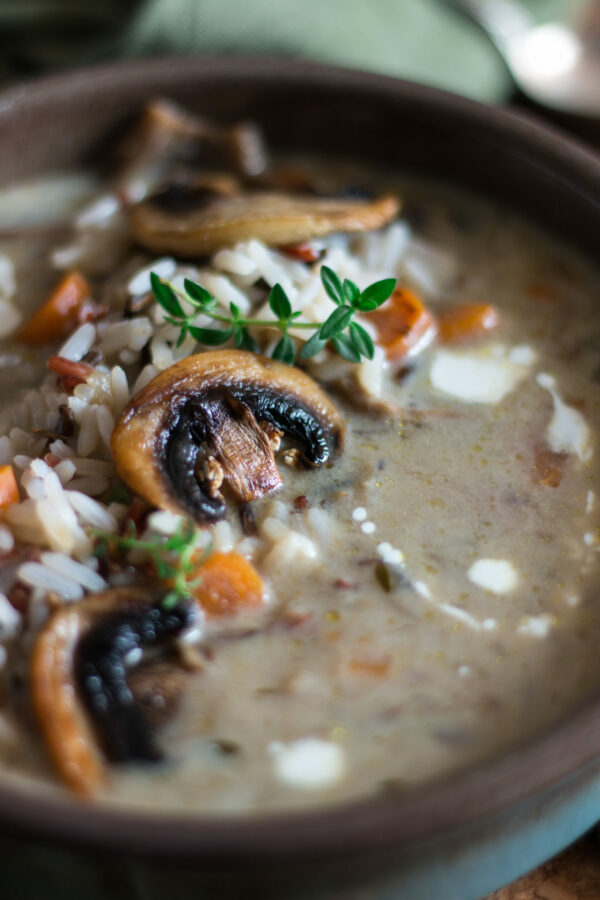 Soupe champignon riz sauvage