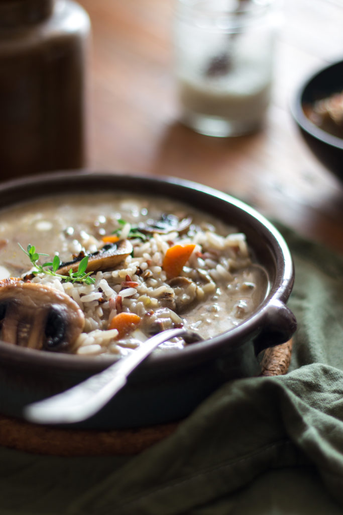 Soupe champignon riz sauvage