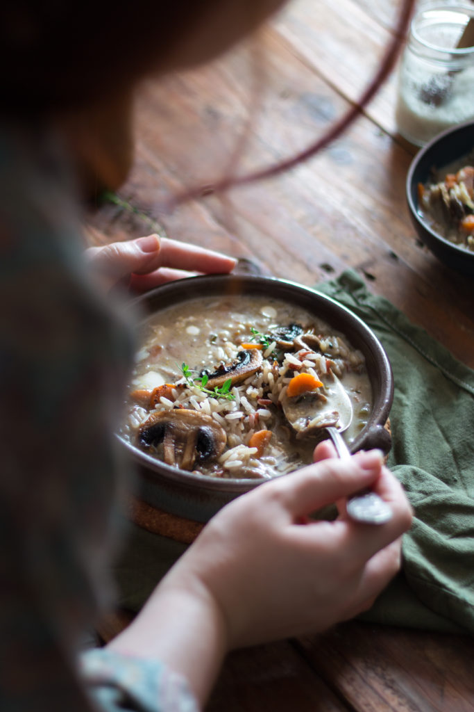 Soupe champignon riz sauvage