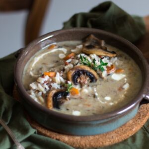 Soupe champignon riz sauvage