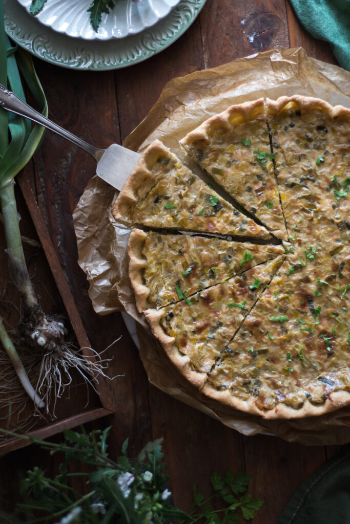 Quiche aux poireaux vegan