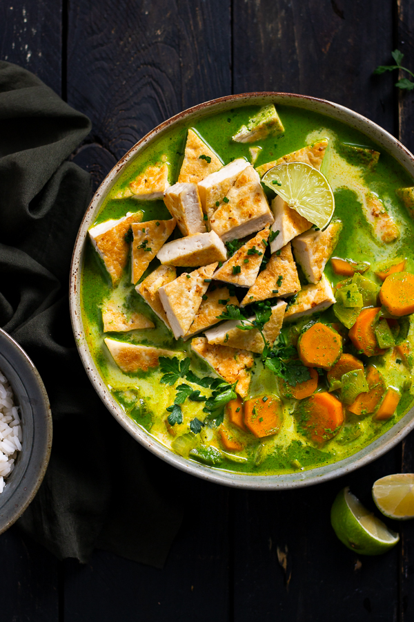 Tofu au curry vert