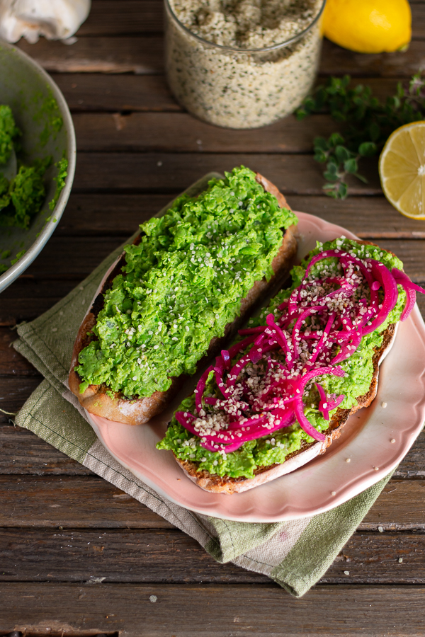 Smashed peas on toast