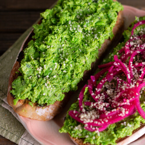 Smashed peas on toast