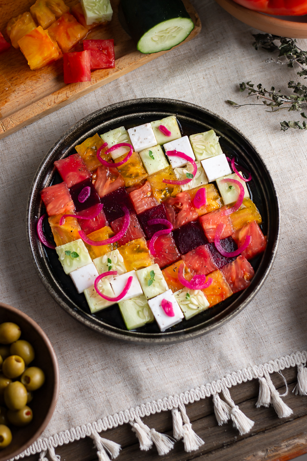 Salade damier multicolore