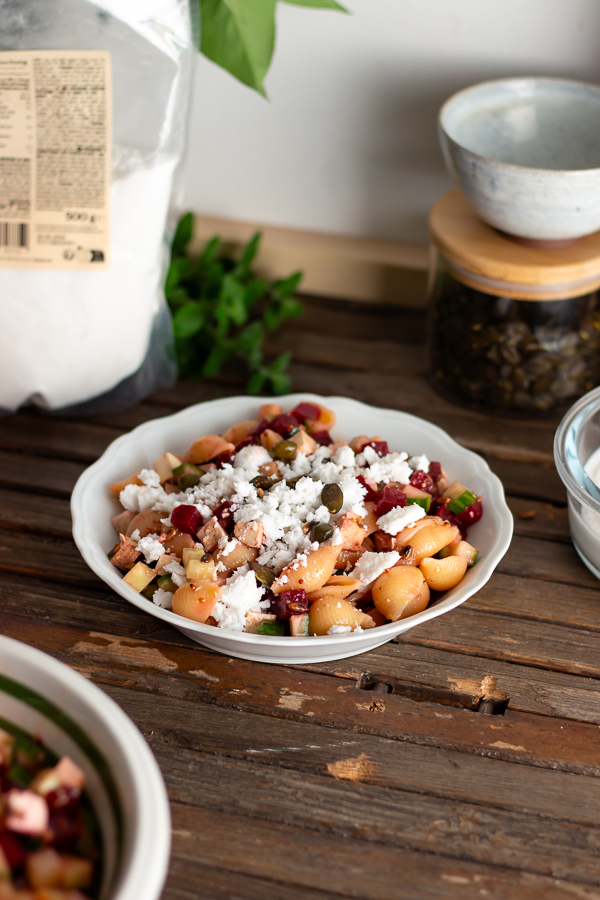 Salade de pates betterave feta